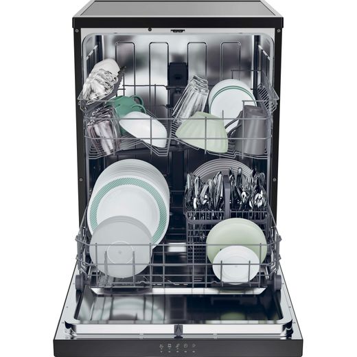 Hoover H-DISH 300 Standard Dishwasher - Black - Front with door open shot