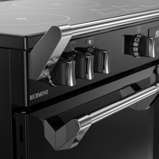 Stoves Richmond 100Ei TCH 100cm Electric Range Cooker with Induction Hob - Black - Close up door handle shot
