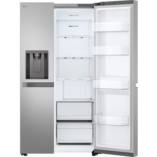 LG NatureFRESH™ American Fridge Freezer - Prime Silver - Front with door open shot 