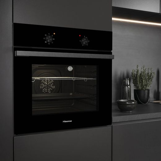 Hisense Built In Electric Single Oven - Black - Oven in kitchen shot 