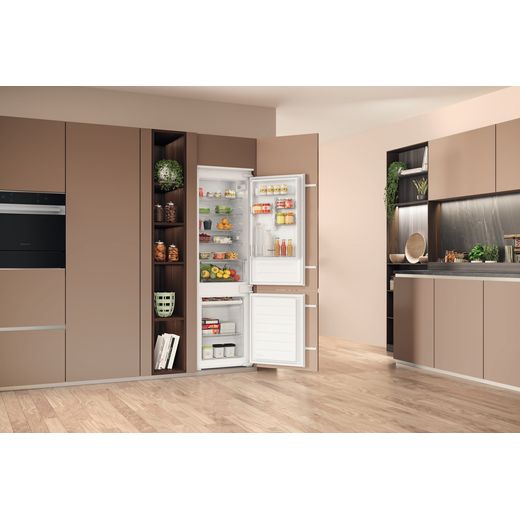 Hotpoint Integrated Fridge Freezer - White - Fridge freezer in kitchen shot 