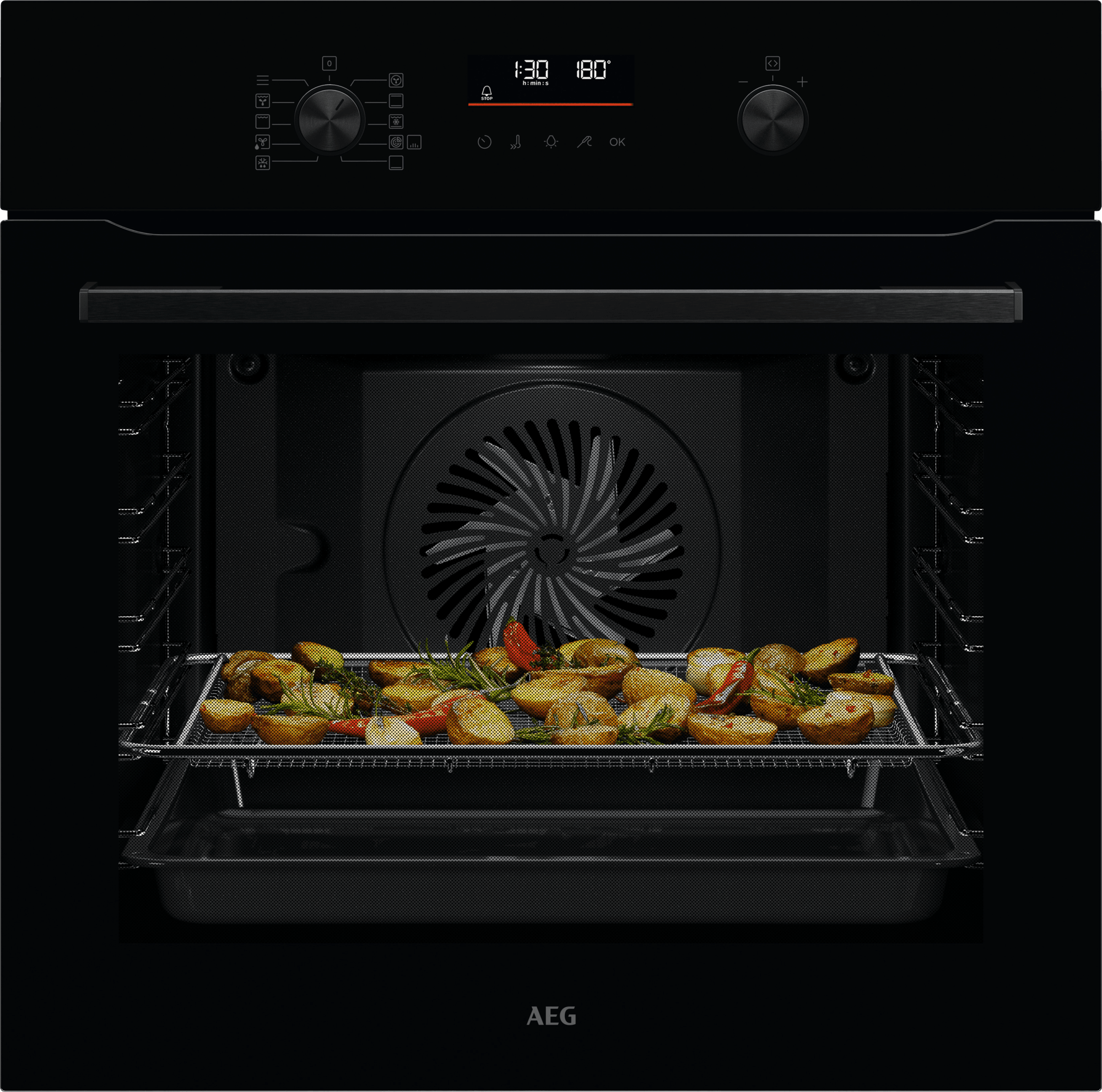 AEG Built-In Electric Single Oven - 71L - Pyrolytic Cleaning - Black