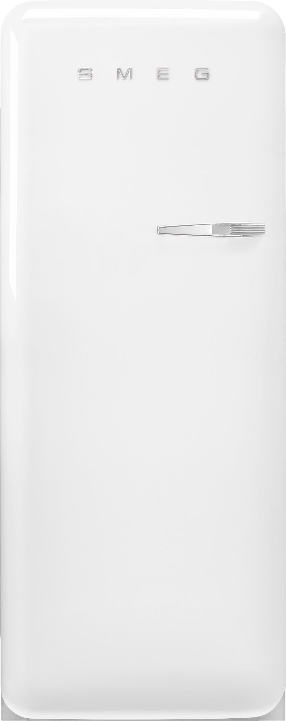 Image of Smeg 50s Style Retro Left Hand Hinge FAB28LWH6UK 153cm Small Fridge with Ice Box - White - C Rated, White