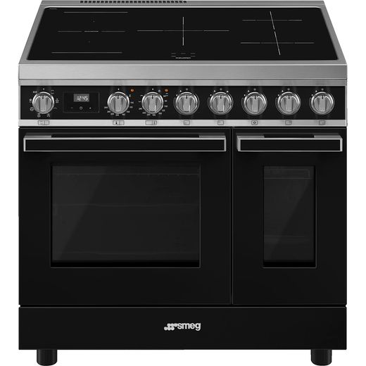 Smeg Portofino CPF92IMBL Electric Range Cooker with Zone induction Hob - Black - A Rated