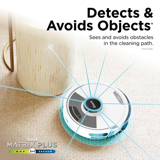 Shark Matrix Plus 2-in-1 Robotic Vacuum Cleaner - Silver - Annotation - Detects and avoids objects