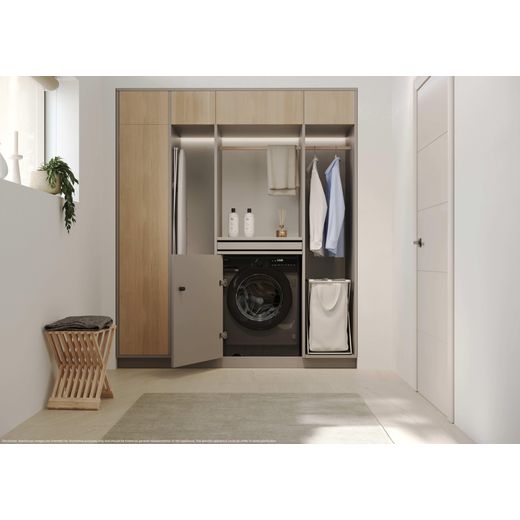 Haier Series 6 BHA6S696M6DB9R80 Wifi Connected Integrated 9Kg / 6Kg Washer Dryer with 1600 rpm - Graphite - Washer dryer in laundry room