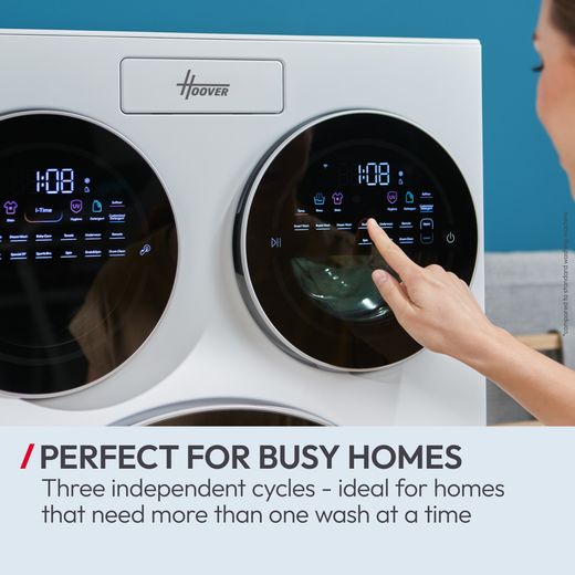 Hoover HMQD 410CBL9-80 Washing Machine with 1400 rpm - White - Annotation - 3 independant cycles