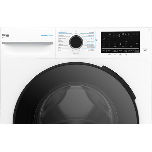 Beko BM5WT6843TW 8kg WiFi Connected Washing Machine with 1400 rpm - White - control panel shot 