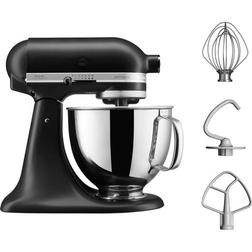 KitchenAid 5KSM125BBM Stand Mixer with 4.8 Litre Bowl - Matte Black - accessories shot