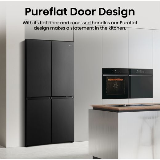 Hisense PureFlat American Fridge Freezer - Black / Stainless Steel - Pureflat door design shot