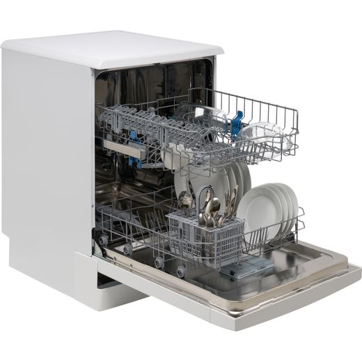 Indesit Standard Dishwasher - White - Door open and racks out