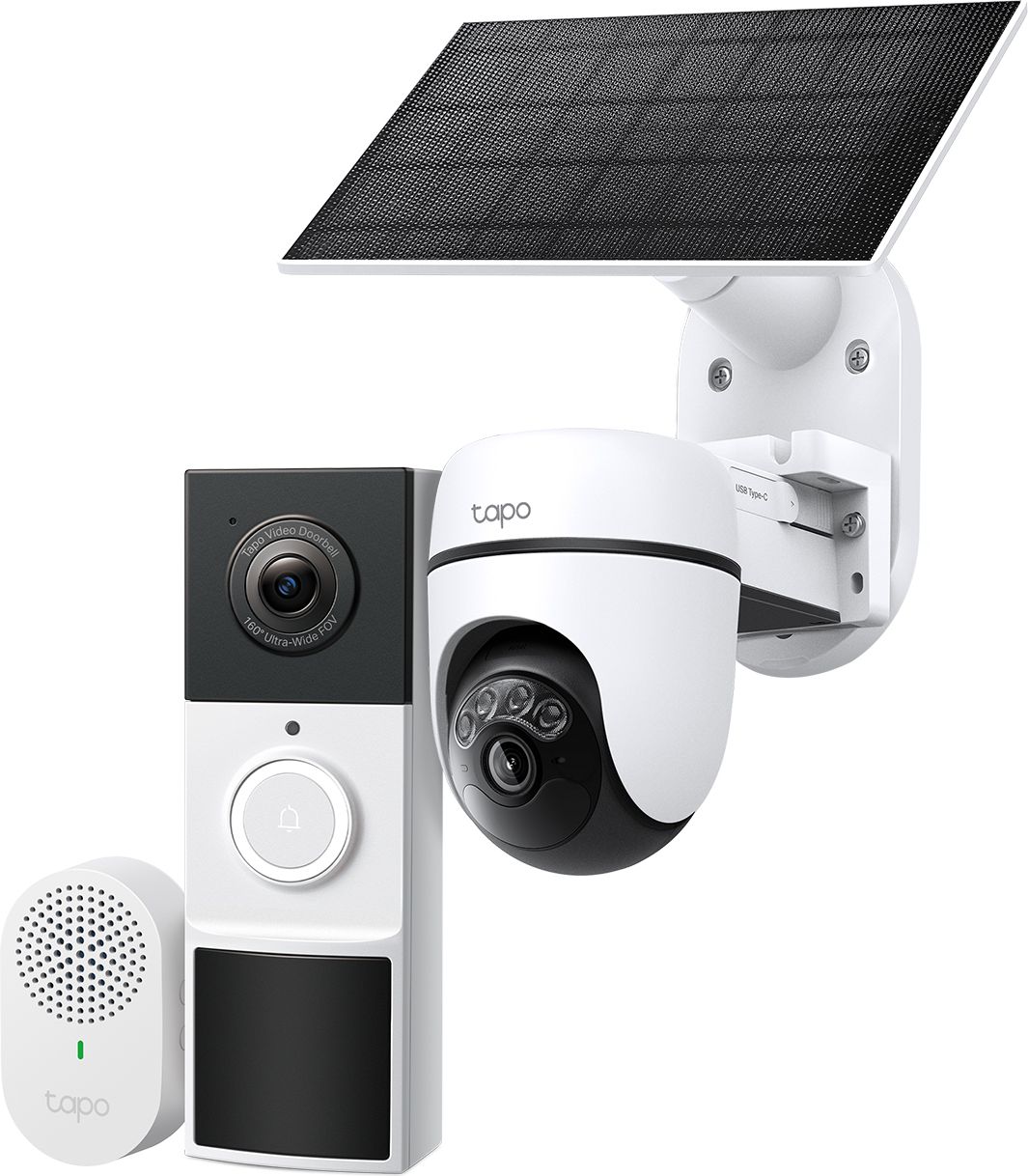 TP-Link - D210 Smart Doorbell and C610 Solar Panel Security Bundle - White