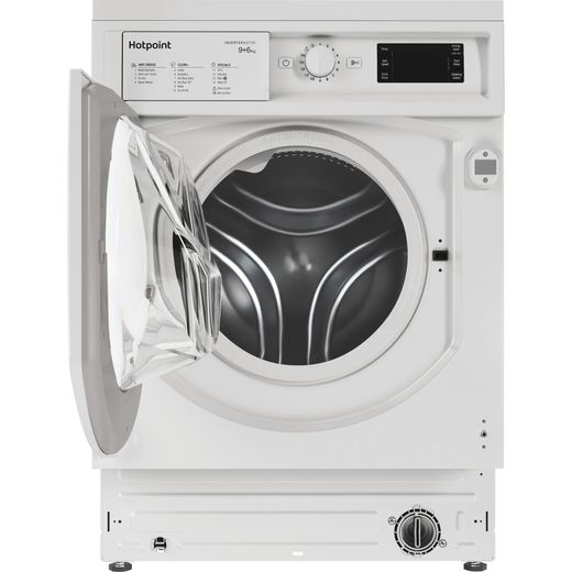 Hotpoint Integrated 9Kg / 6Kg Washer Dryer - White - Front with door open shot