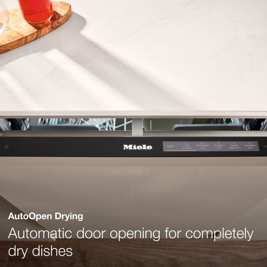 Miele Fully Integrated Standard Dishwasher - Clean Steel - Annotation - Auto door open shot