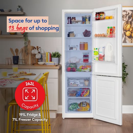Russell Hobbs RH180FF552E1W 180cm 70/30 Fridge Freezer - White - Annotation - 13 bags of shopping shot