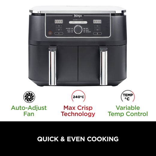 Ninja Foodi Max Dual Zone AF400UK Air Fryer - Black - Annotation - Quick & even cooking