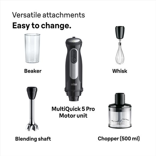 Braun MultiQuick 5 Hand Blender - Black - Annotation - Accessories