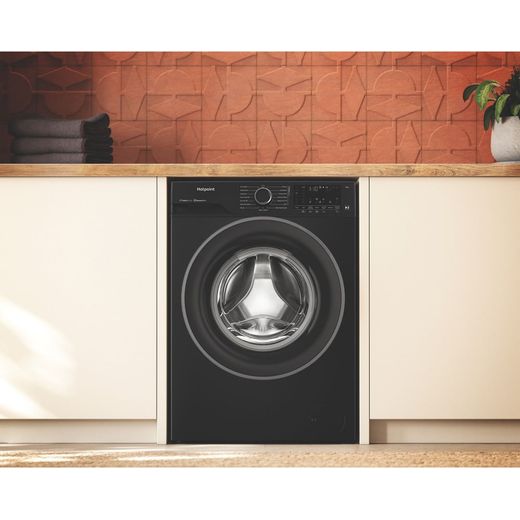 Hotpoint Fabric Care HB103WBCAREUK 10kg WiFi Connected Washing Machine with 1400 rpm - Black - Washing machine in kitchen