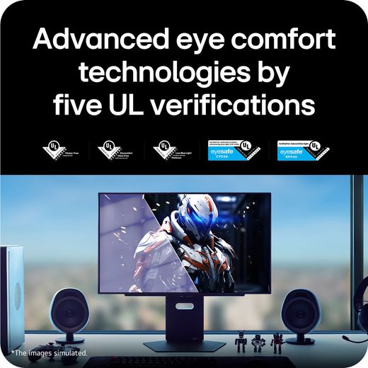 LG 27" Quad HD 280Hz OLED Gaming Monitor with FreeSync™ Premium Pro with NVidia G-Sync - Black - annotation - advance eye comfort shot