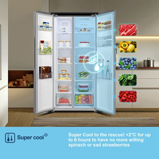 Fridgemaster American Fridge Freezer - Silver - Annotation - Super cool