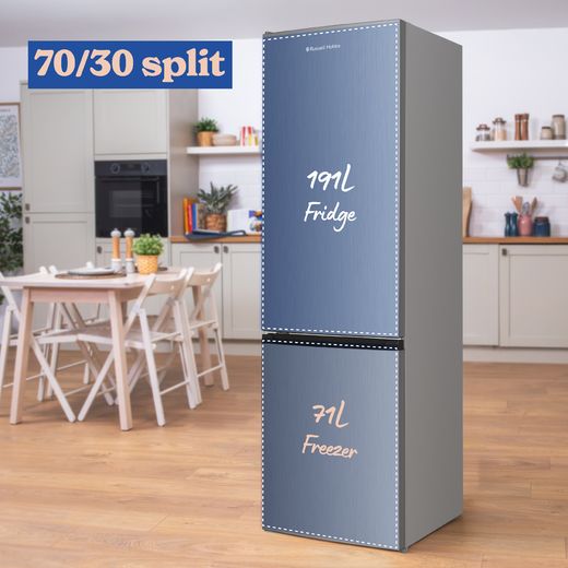 Russell Hobbs RH180FF552E1SS 180cm 70/30 Fridge Freezer - Stainless Steel - Annotation - split type shot