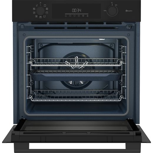 Beko AeroPerfect™ BBIE12501WBP Wifi Connected Built In Electric Single Oven - Black - front with door open shot