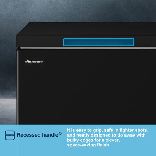 Fridgemaster MCF145EB Chest Freezer - Black - Annotation - Recessed handle