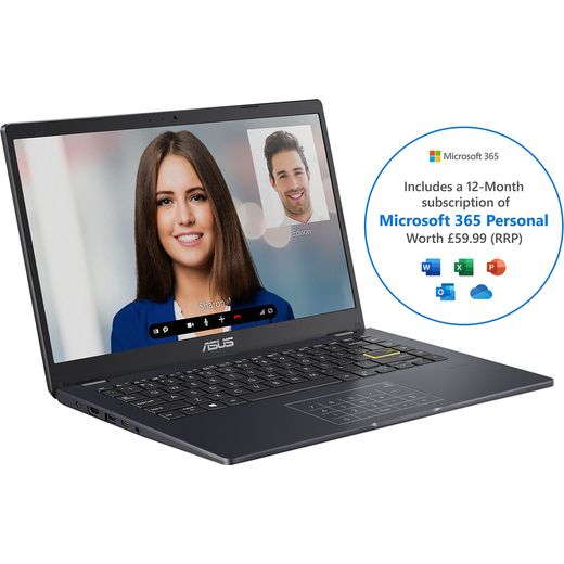 Asus E410MA 14" Includes Microsoft 365 Personal 12-month subscription with 1TB Cloud Storage Laptop - Blue