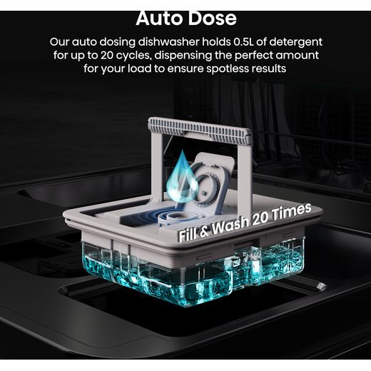 Hisense Standard Dishwasher - Black Inox - annotation - auto dose shot 