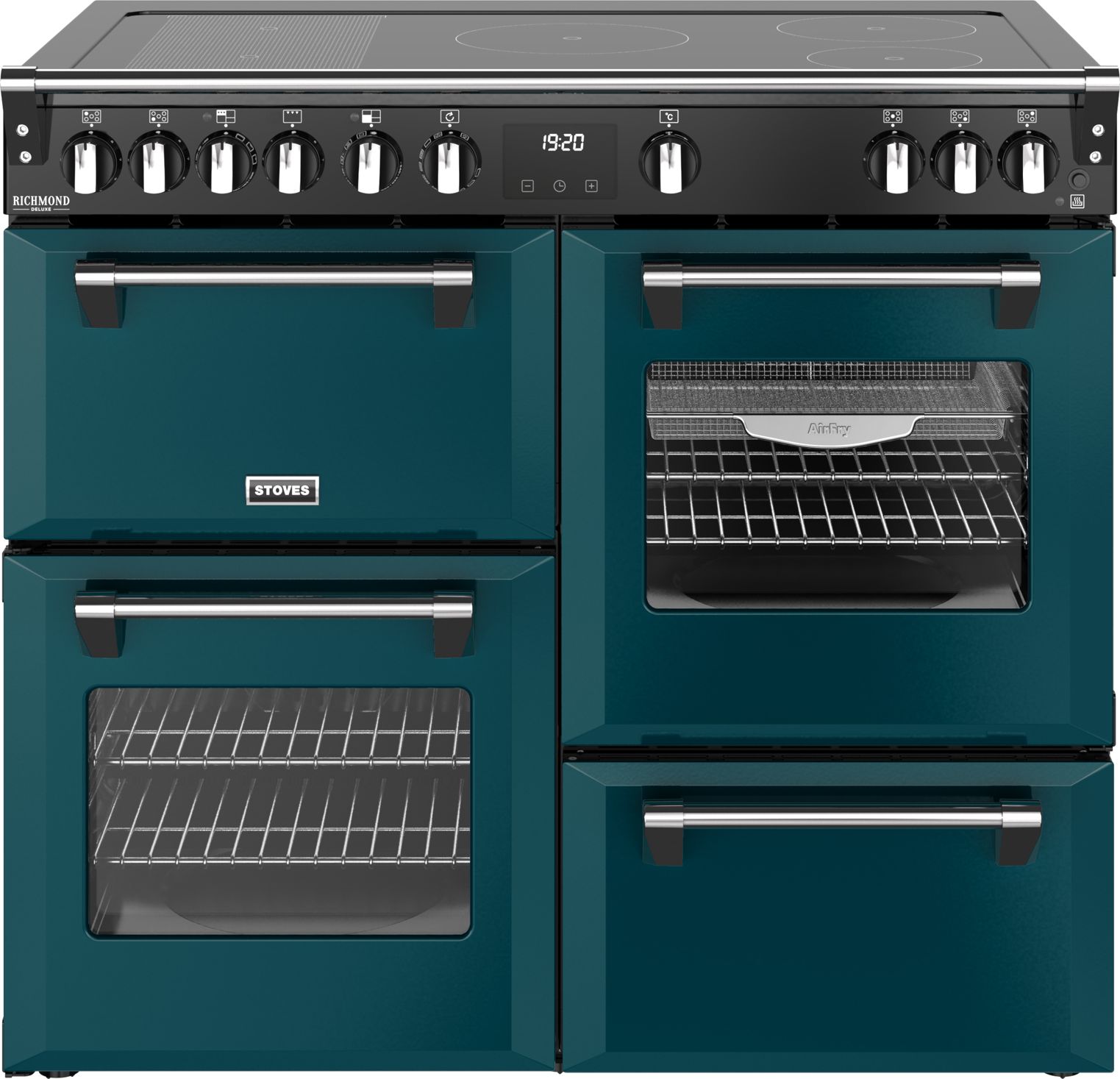 Stoves 100cm Electric Range Cooker - 4 Ovens - Induction Hob - 5 Zones - Deep Marine Green