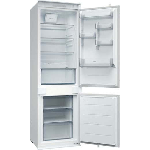 Hoover H-FRIDGE 400 Integrated 70/30 Fridge Freezer with Sliding Door Fixing Kit - White - Right perpsective with door open shot
