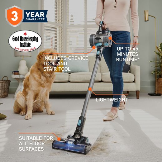 Vax ONEPWR Blade 4 Classic Plus Cordless Vacuum Cleaner with up to 45 Minutes Run Time - Blue / Graphite - annotation - goodhousekeeping
