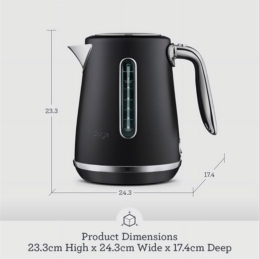 Sage Soft Top Luxe™ SKE735BTR4GUK1 Kettle - Matte Black - Annotation - Dimensions shot