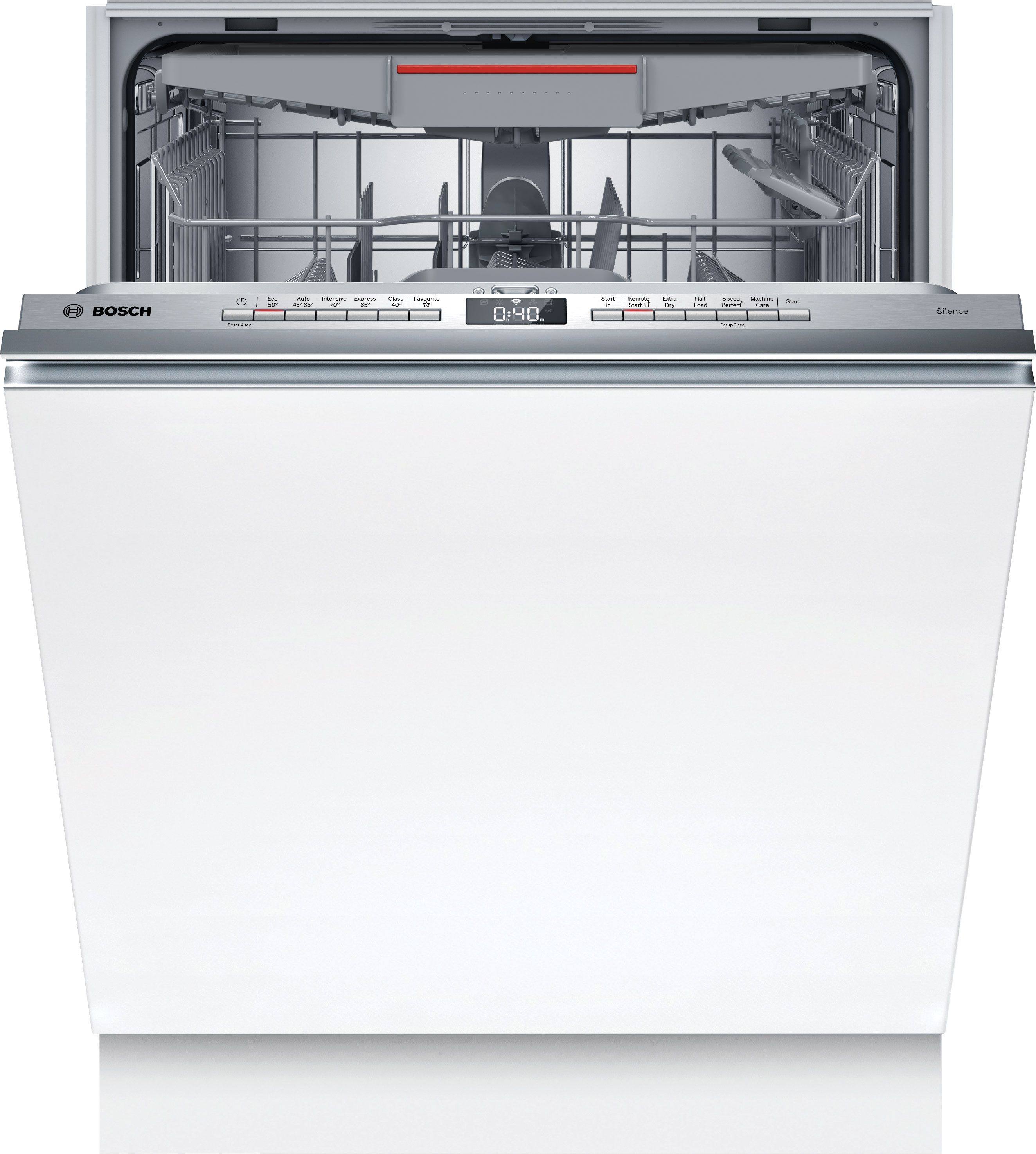 Image of Bosch Series 4 SMV4HVX00G Wifi Connected Fully Integrated Full Size Dishwasher - Stainless Steel Control Panel with Fixed Door Hinge Kit - D Rated, Stainless Steel