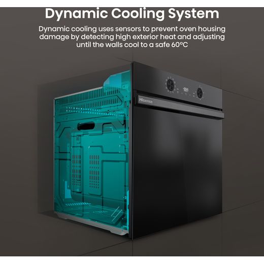 Hisense Hi2 BI624CBPGUK Built In Electric Single Oven - Jet Black - Annotation - Dynamic cooling system
