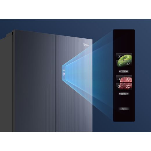 Midea Insta Fit Master American Fridge Freezer - Midnight Glass - Control panel shot 