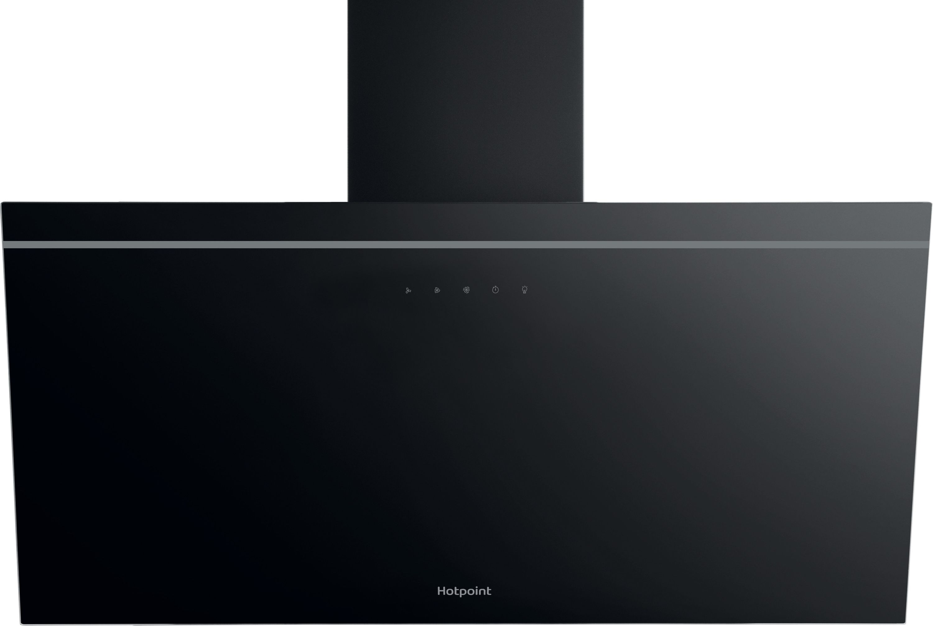 Image of Hotpoint PHVP82FLTK Angled Chimney Cooker Hood - Black, Black