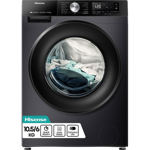 Hisense 3S Series 10.5Kg / 6Kg Washer Dryer - Black  - Front shot