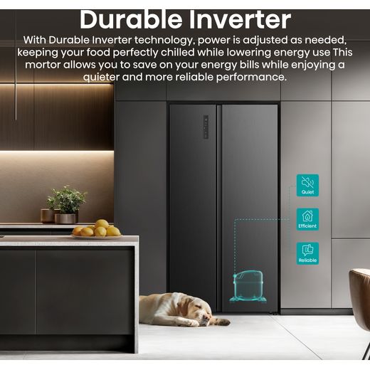 Hisense PureFlat American Fridge Freezer - Black Stainless Steel - Annotation - Durable inverter