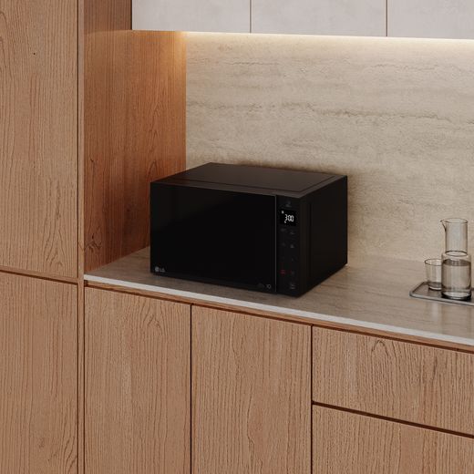 LG NeoChef™ MH6535GIS 25 Litre 27cm High, Freestanding Small Combination Microwave Oven - Black - microwave in kitchen shot