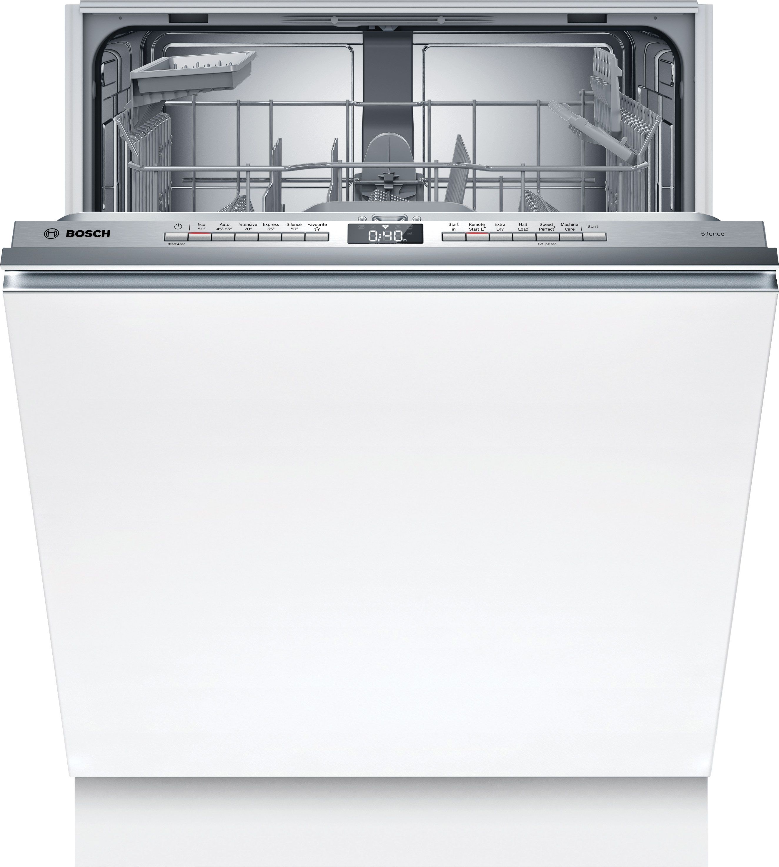 Image of Bosch Series 4 SMH4HTX11G Fully Integrated Full Size Dishwasher - Silver Control Panel with Sliding Kit - C Rated, Silver
