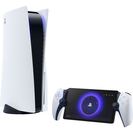PlayStation - White / Black - Left perspective with console shot