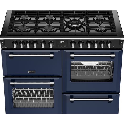Stoves Richmond Deluxe 110DF 110cm Dual Fuel Range Cooker - Midnight Blue - Hob perspective