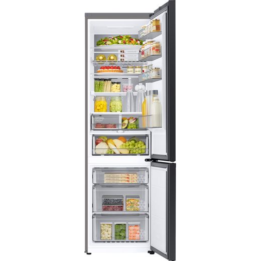 Samsung Frost Free Fridge Freezer - Black - Front with door open shot