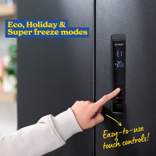 Russell Hobbs American Fridge Freezer - Black Steel - Annotation - Touch control shot