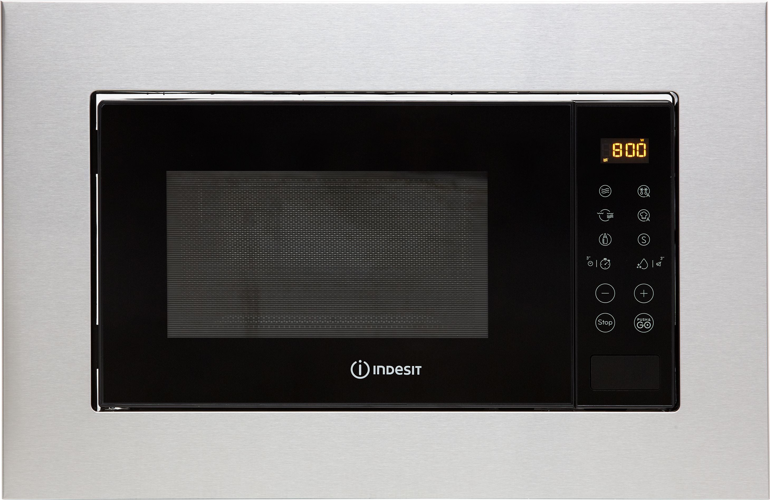 Indesit MWI120GXUK 39cm tall, 59cm wide, Built In Compact Microwave - Stainless Steel, Stainless Steel
