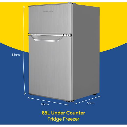 Russell Hobbs RH85UCFF482E1SS Under-Counter Fridge Freezer in Stainless Steel - Annotation - Dimensions shot