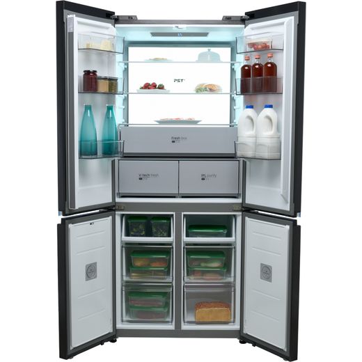 Midea Insta Fit Master American Fridge Freezer - Midnight Glass - Doors open