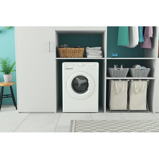 Indesit My Time MTWC 91495 W UK N 9kg Washing Machine with 1400 rpm - White - Washing machine in utility room shot