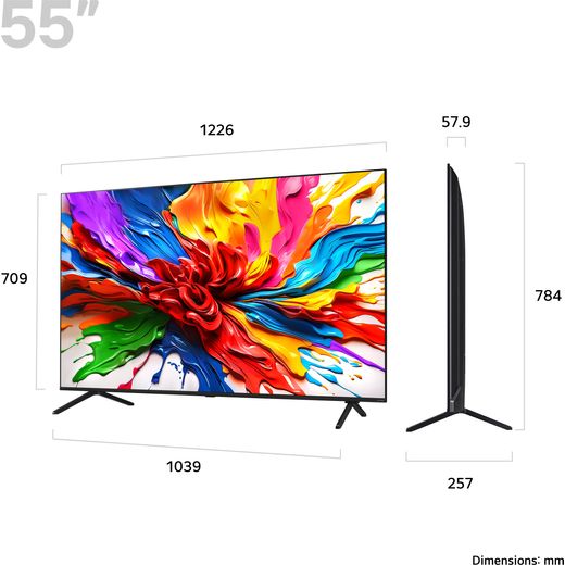 LG QNED92A6 55" 4K Ultra HD MiniLED Smart TV - Dimensions